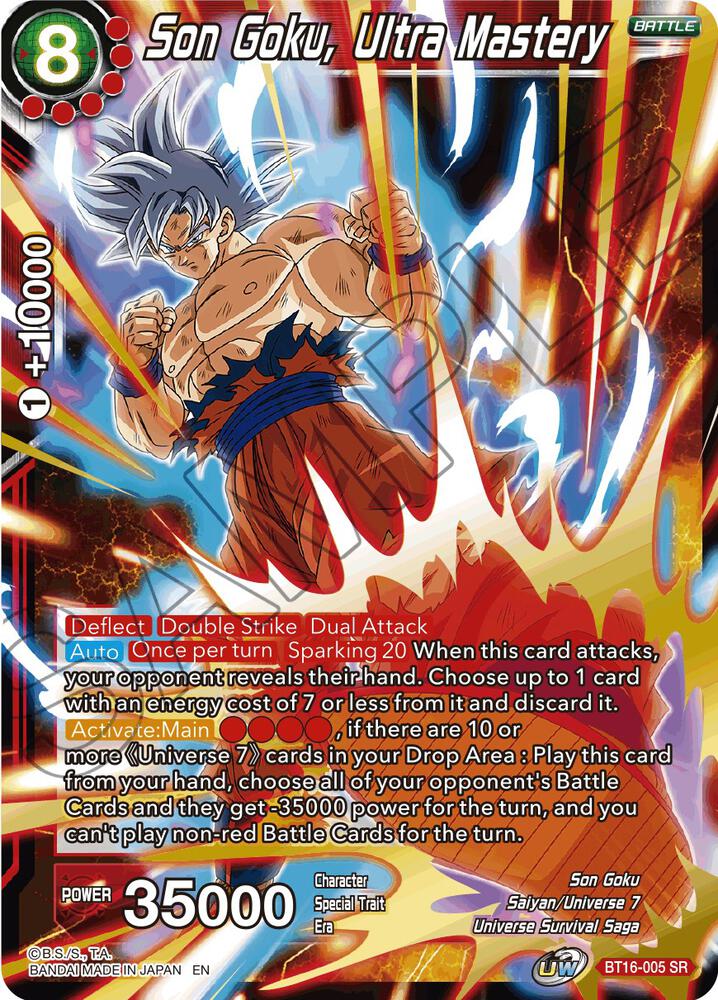 Son Goku Ultra Mastery BT16-005 Realm of the Gods Dragonball Super card