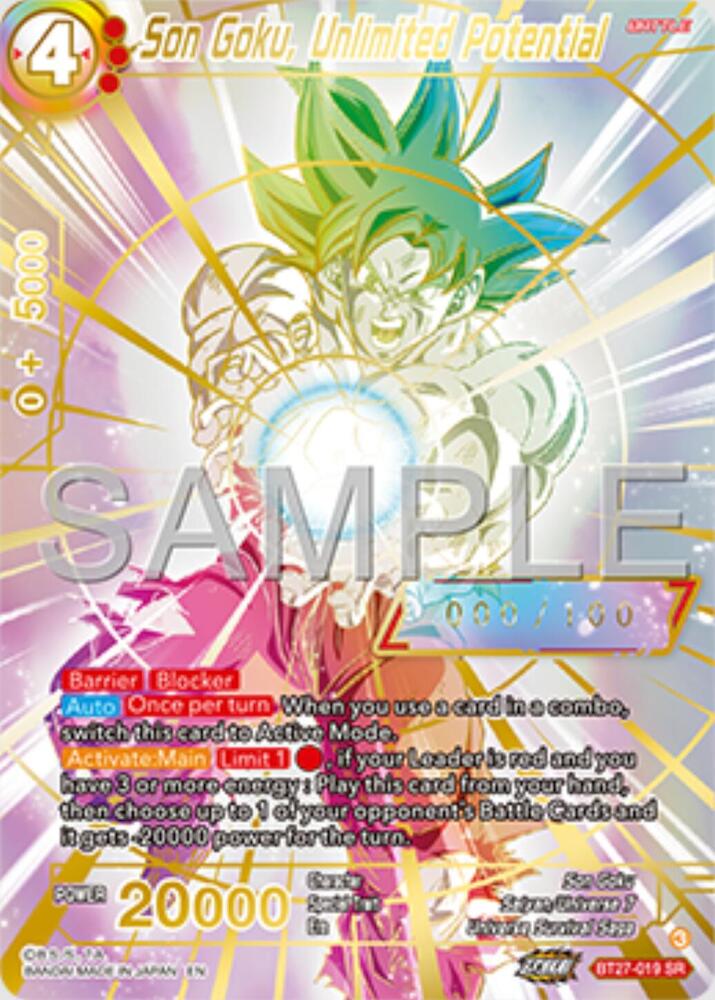 Son Goku Unlimited Potential Serial Numbered BT27-019 History of Z Dragonball Super card