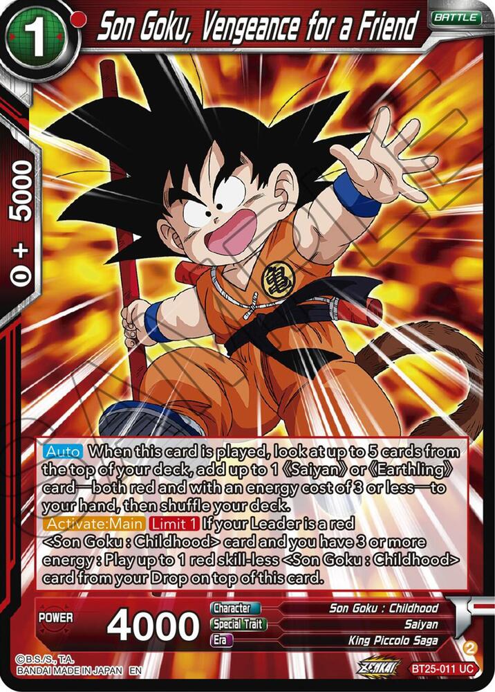 Son Goku Vengeance for a Friend BT25-011 Legend of the Dragon Balls Dragonball Super card