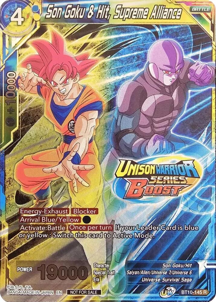 Son Goku and Hit Supreme Alliance Event Pack 08 Alternate Foil BT10-145 Tournament Promotion Cards Dragonball Super card