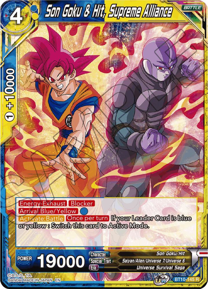 Son Goku and Hit Supreme Alliance Foil BT10-145 Rise of the Unison Warrior Dragonball Super card