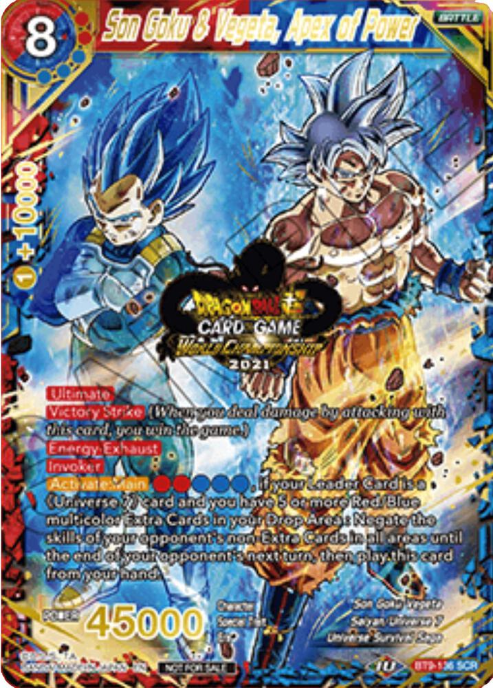 Son Goku and Vegeta Apex of Power World Championship 2021 BT9-136 Tournament Promotion Cards Dragonball Super card
