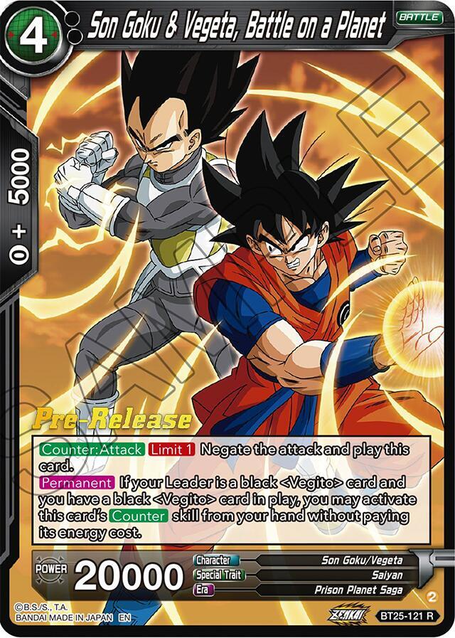 Son Goku and Vegeta Battle on a Planet BT25-121 Legend of the Dragon Balls Pre-Release Cards Dragonball Super card