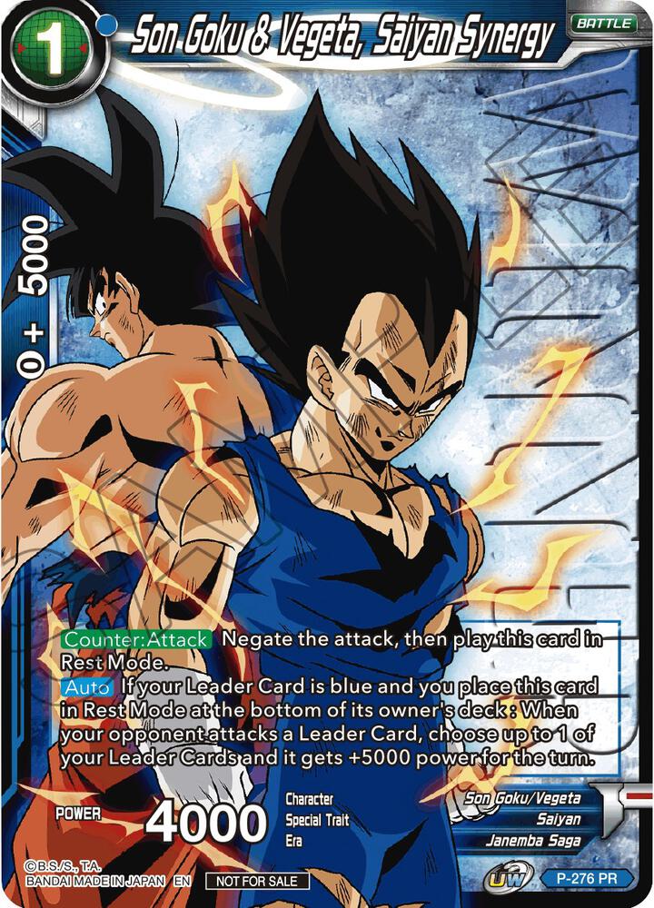 Son Goku and Vegeta Saiyan Synergy Unison Warrior Series Tournament Pack Vol3 Winner Stamped P-276 Tournament Promotion Cards Dragonball Super card