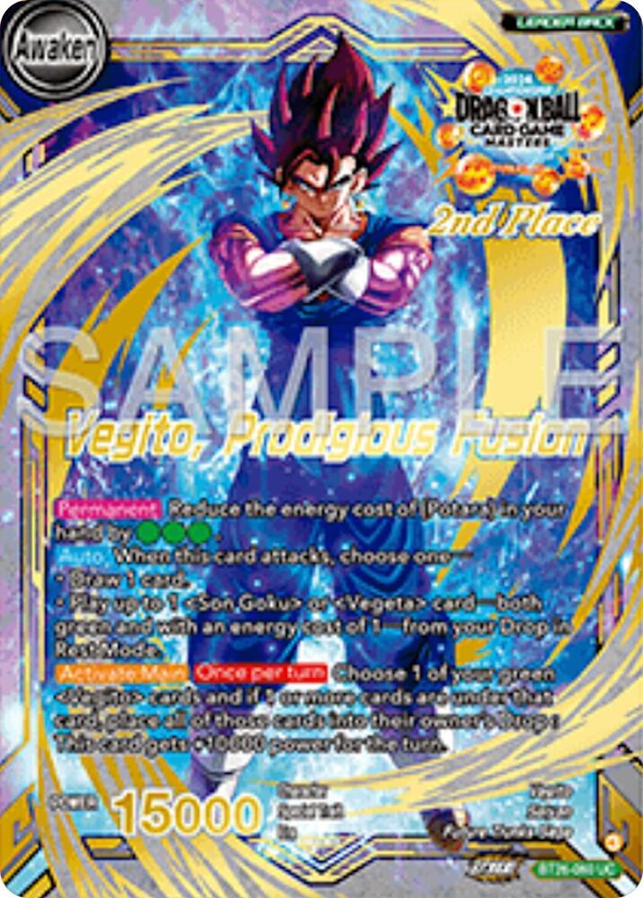 Son Goku and Vegeta Vegito Prodigious Fusion 2nd Place BT26-060 Tournament Promotion Cards Dragonball Super card