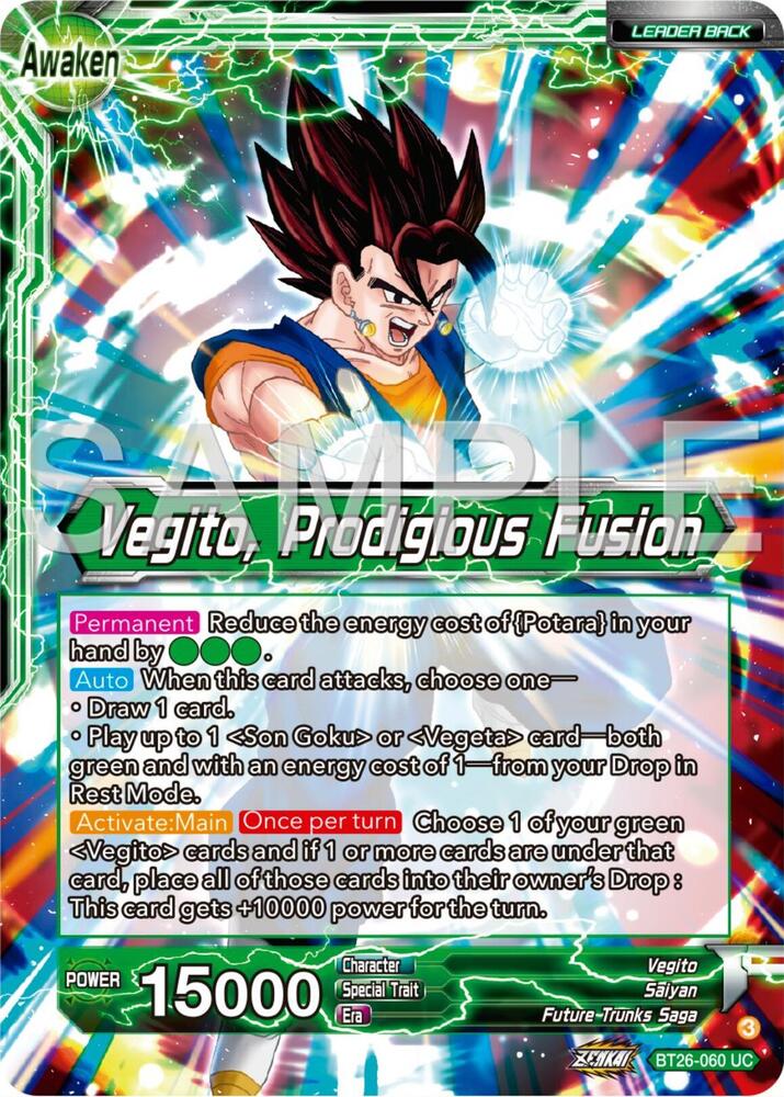 Son Goku and Vegeta Vegito Prodigious Fusion BT26-060 Ultimate Advent Dragonball Super card