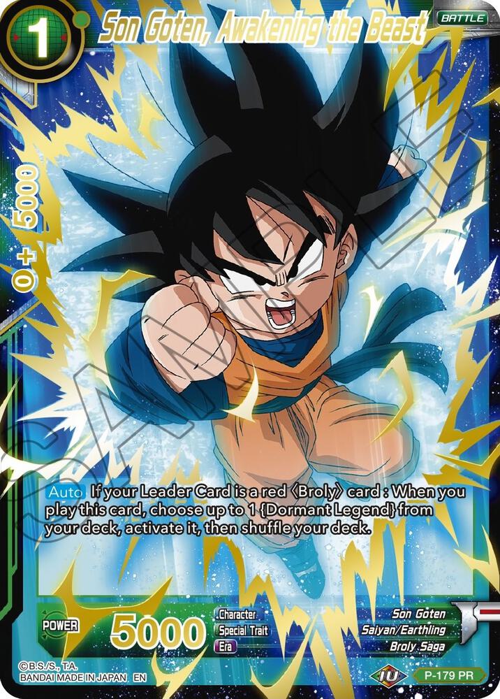 Son Goten Awakening the Beast Gold Stamped P-179 Mythic Booster Dragonball Super card