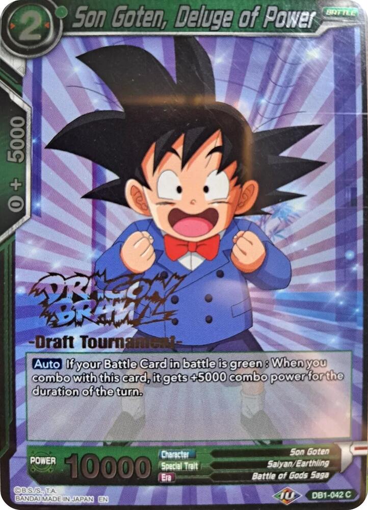 Son Goten Deluge of Power Dragon Brawl Draft Tournament Gold Stamped DB1-042 Promotion Cards Dragonball Super card