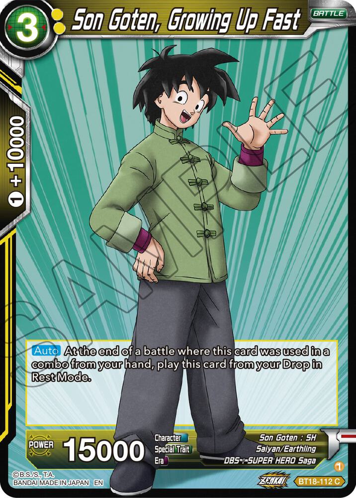 Son Goten Growing Up Fast Foil BT18-112 Dawn of the Z-Legends Dragonball Super card