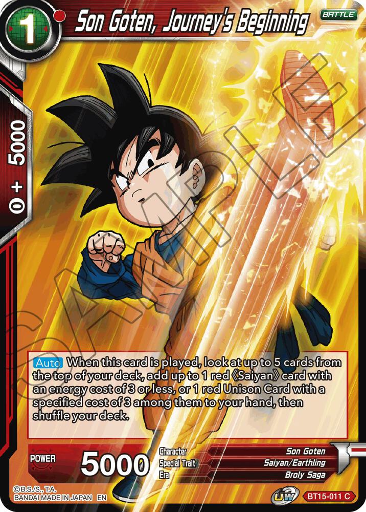 Son Goten Journeys Beginning Foil BT15-011 Saiyan Showdown Dragonball Super card