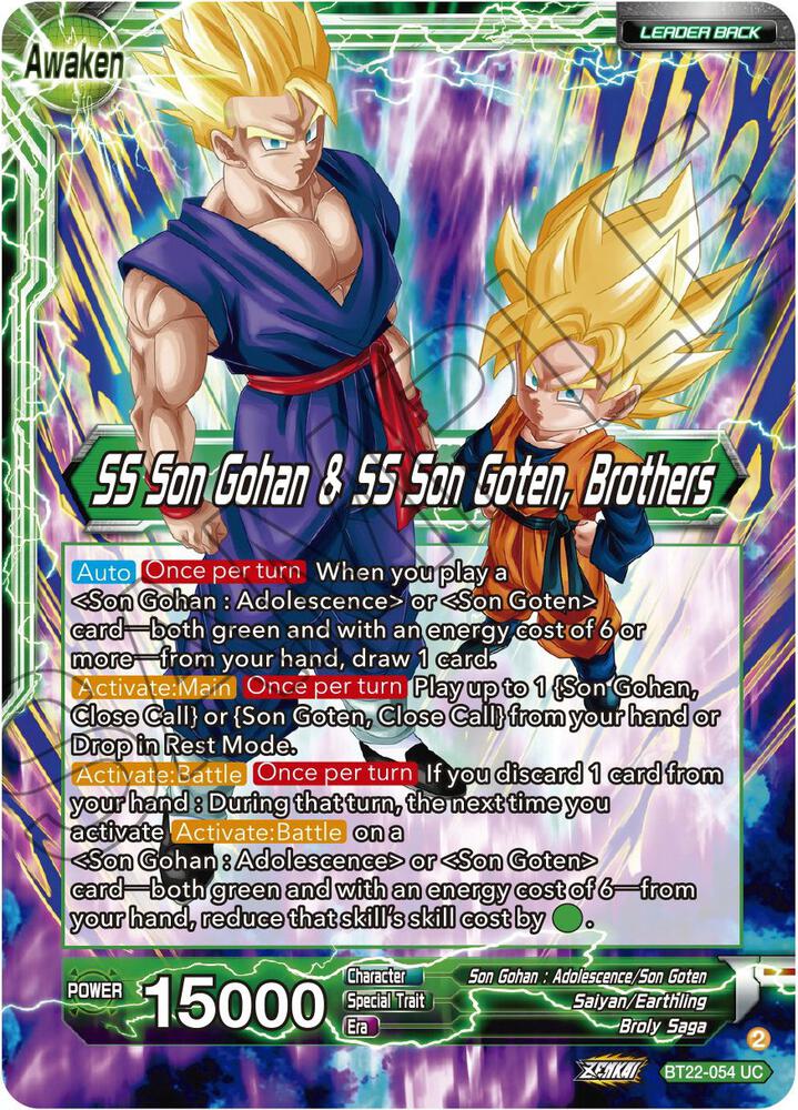 Son Goten SS Son Gohan and SS Son Goten Brothers BT22-054 Critical Blow Dragonball Super card