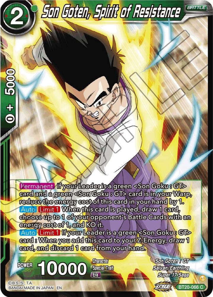 Son Goten Spirit of Resistance BT20-066 Power Absorbed Dragonball Super card