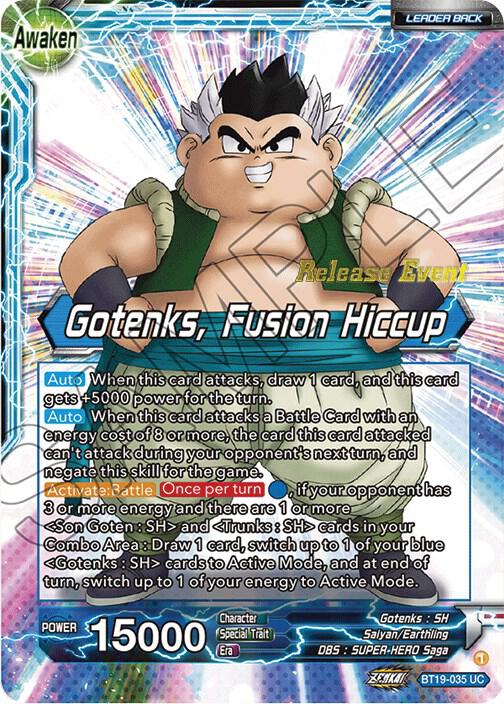 Son Goten and Trunks Gotenks Fusion Hiccup Fighters Ambition Holiday Pack BT19-035 Tournament Promotion Cards Dragonball Super card
