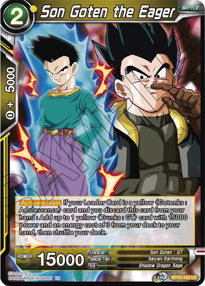 Son Goten the Eager Foil BT10-102 Rise of the Unison Warrior Dragonball Super card