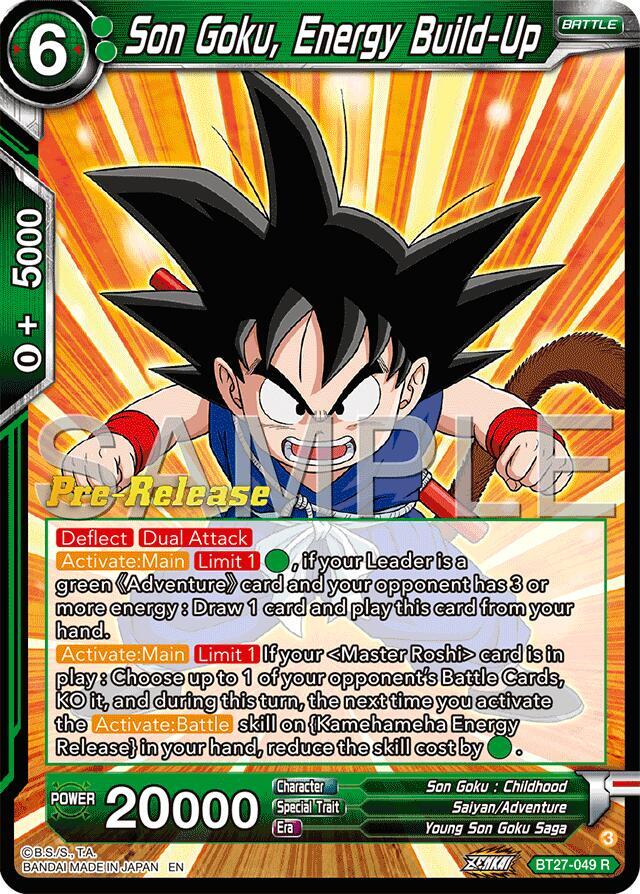 Son goku Enegry Build Up BT27-049 History of Z Pre-Release Cards Dragonball Super card