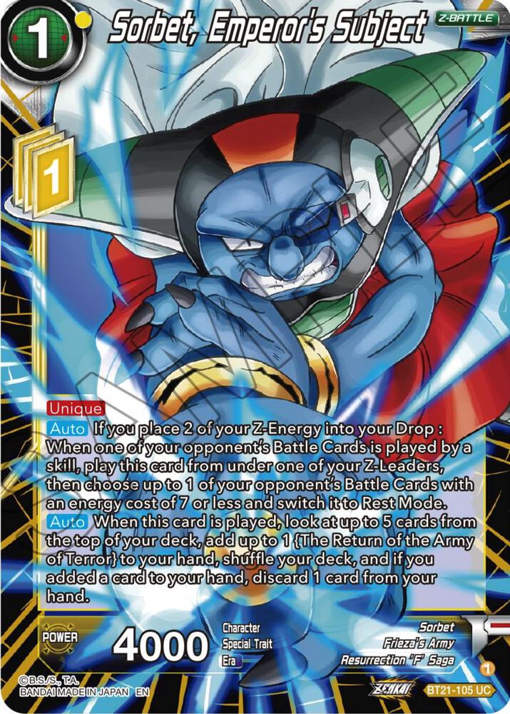 Sorbet Emperors Subject Foil BT21-105 Wild Resurgence Dragonball Super card