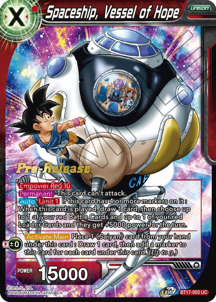 Spaceship Vessel of Hope BT17-003 Ultimate Squad Pre-Release Cards Dragonball Super card