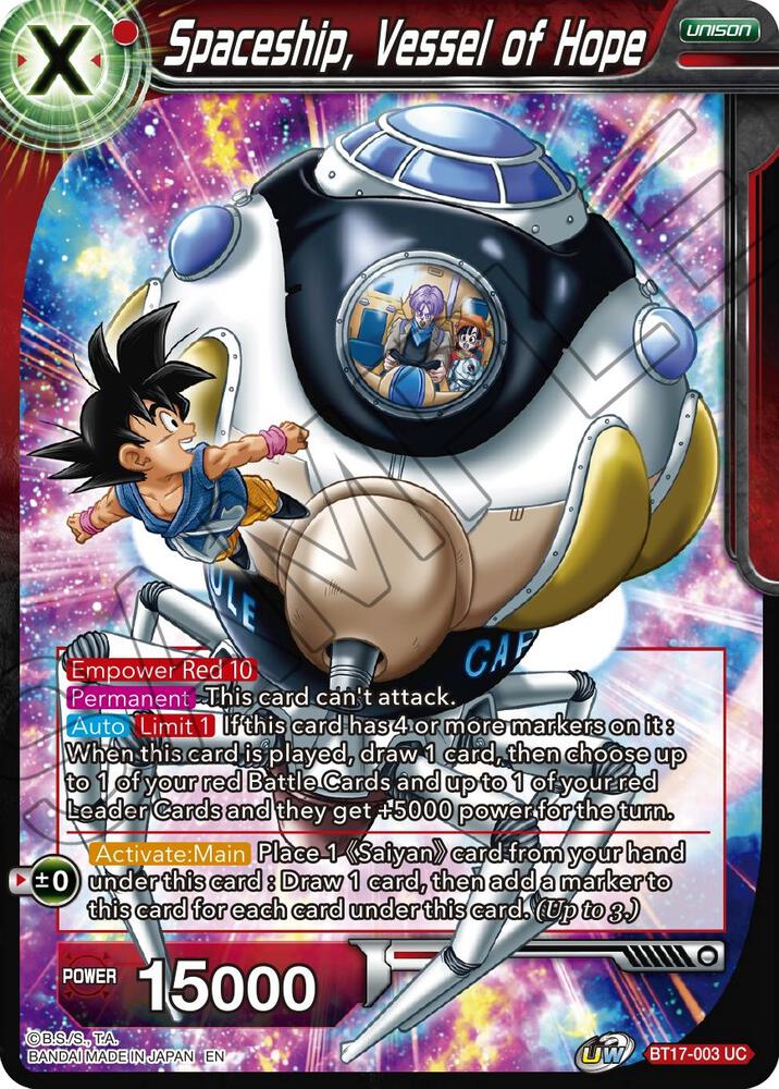 Spaceship Vessel of Hope Foil BT17-003 Ultimate Squad Dragonball Super card