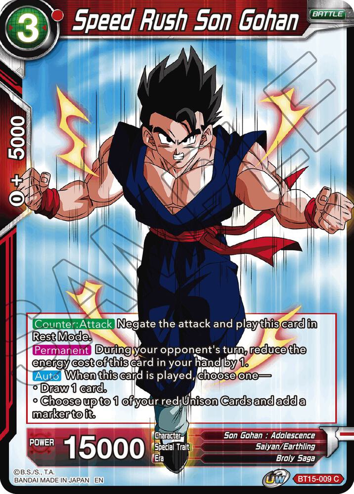 Speed Rush Son Gohan BT15-009 Saiyan Showdown Dragonball Super card