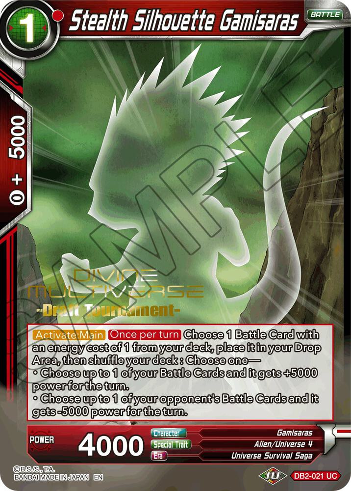 Stealth Silhouette Gamisaras Divine Multiverse Draft Tournament DB2-021 Tournament Promotion Cards Dragonball Super card