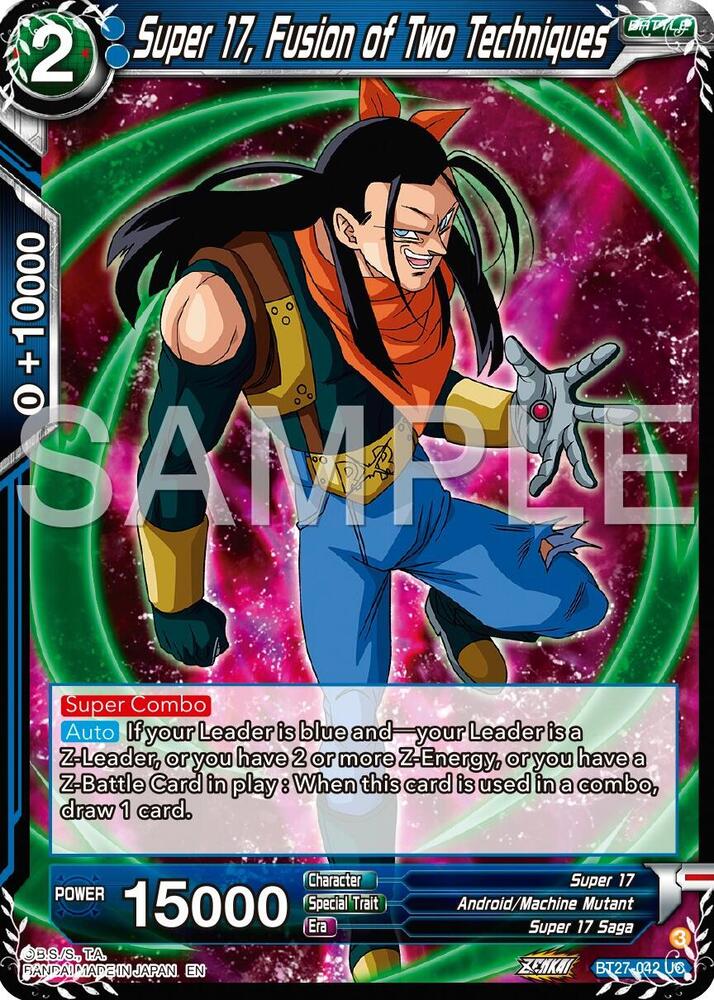 Super 17 Fusion of Two Techniques BT27-042 History of Z Dragonball Super card
