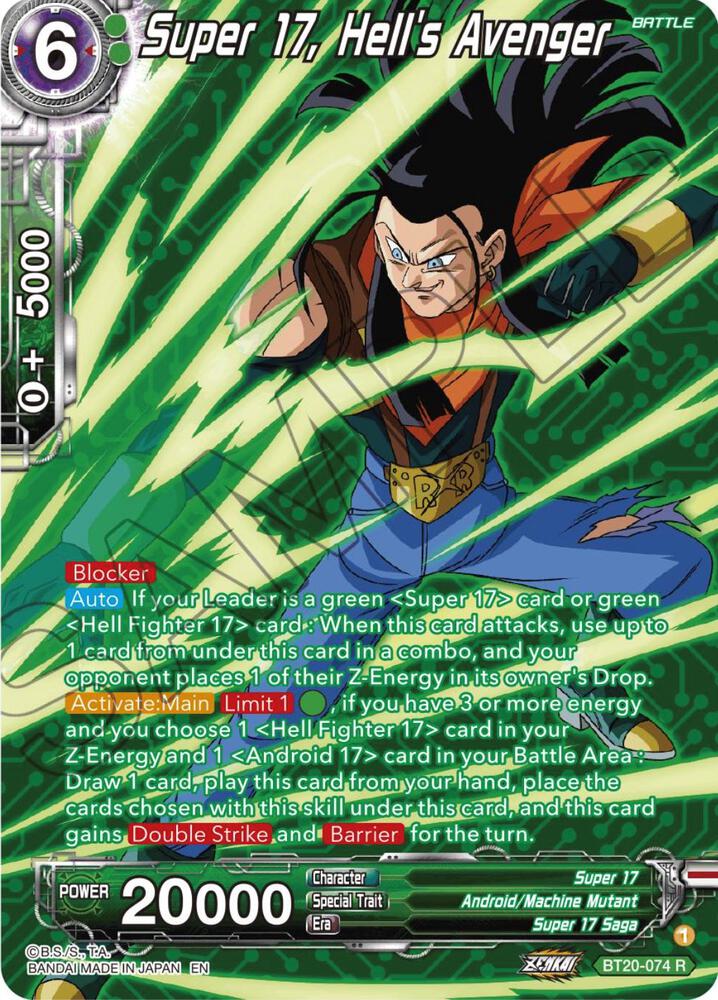 Super 17 Hells Avenger Silver Foil BT20-074 Power Absorbed Dragonball Super card