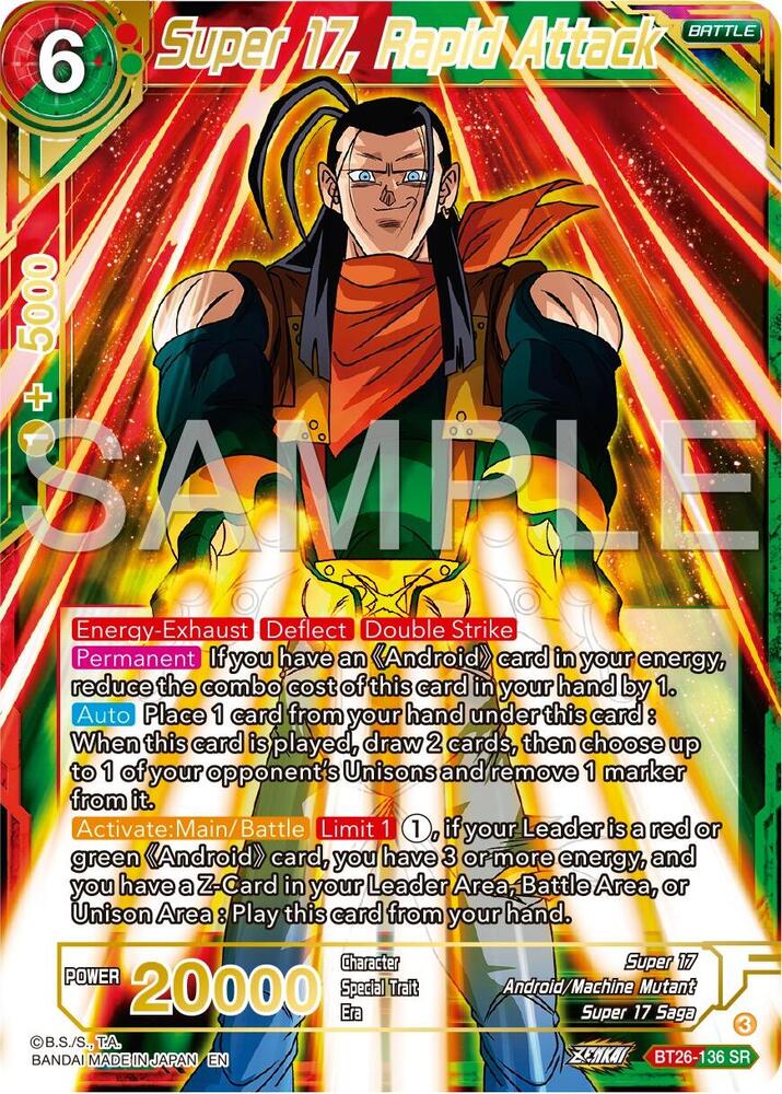 Super 17 Rapid Attack BT26-136 Ultimate Advent Dragonball Super card
