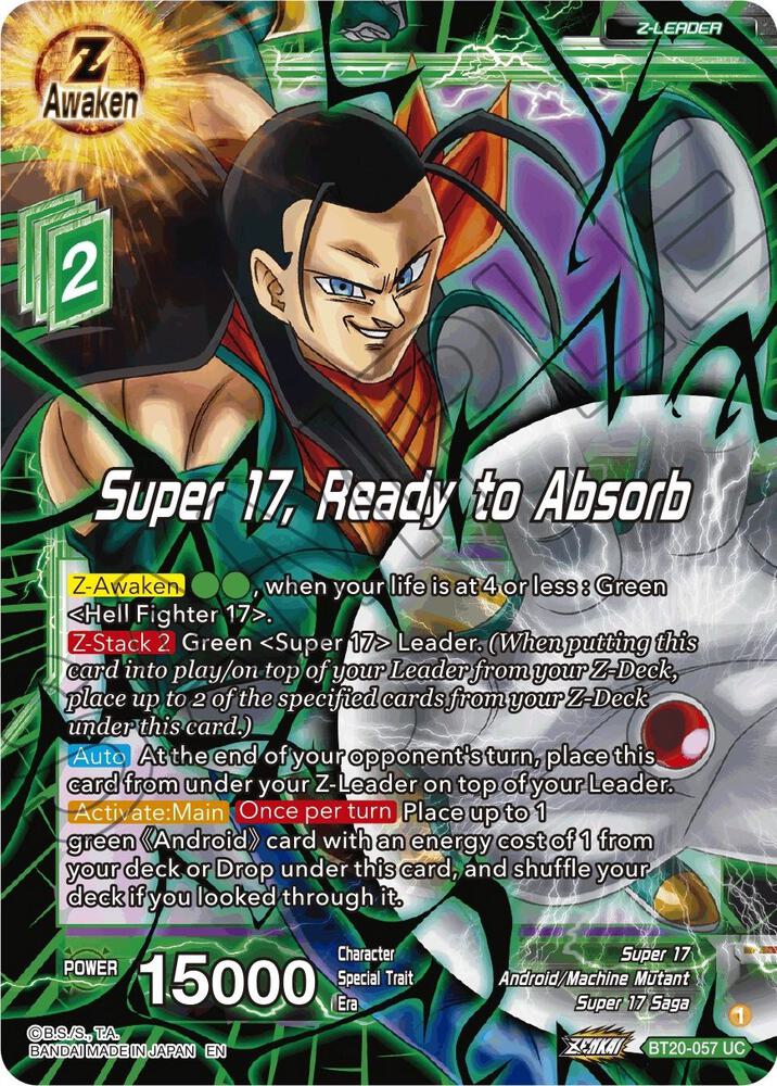 Super 17 Ready to Absorb BT20-057 Power Absorbed Dragonball Super card