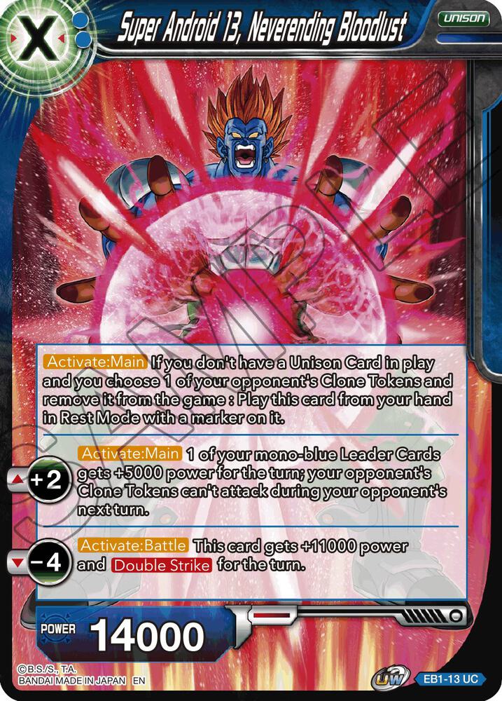 Super Android 13 Neverending Bloodlust Foil EB1-13 Battle Evolution Booster Dragonball Super card