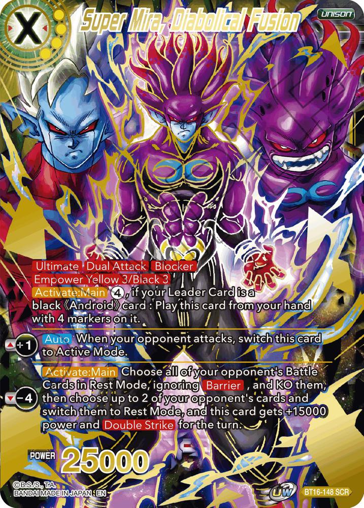 Super Mira Diabolical Fusion BT16-148 Realm of the Gods Dragonball Super card