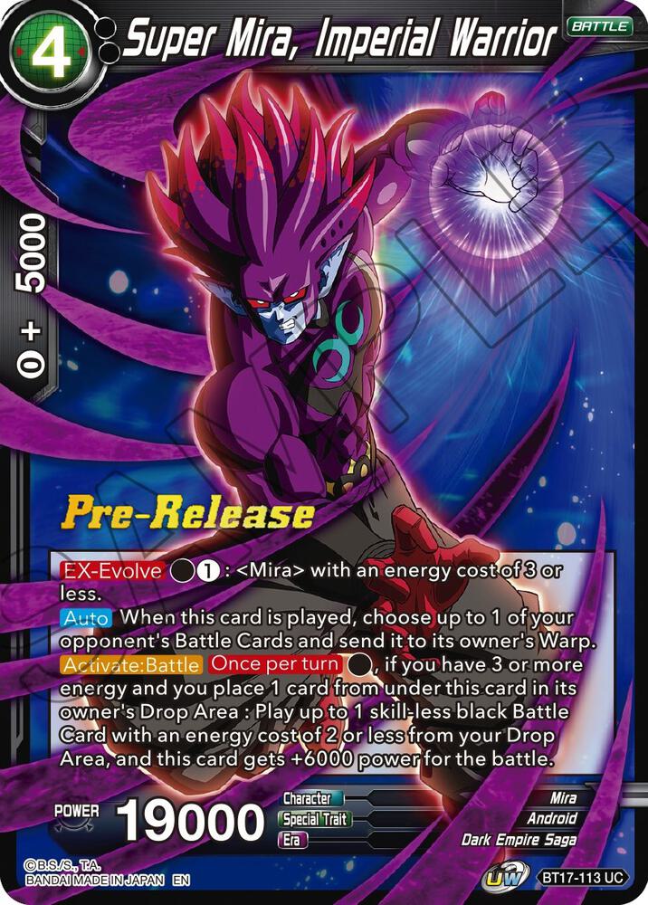 Super Mira Imperial Warrior BT17-113 Ultimate Squad Pre-Release Cards Dragonball Super card