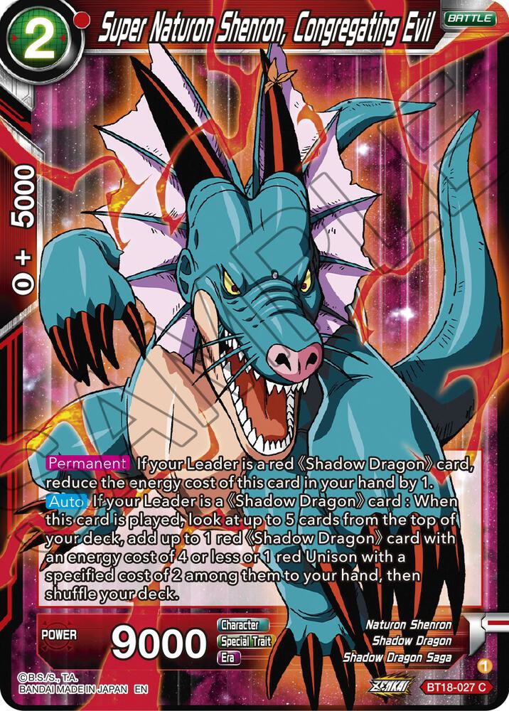 Super Naturon Shenron Congregating Evil BT18-027 Dawn of the Z-Legends Dragonball Super card