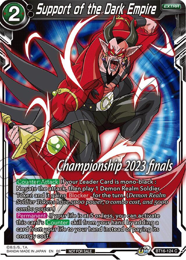 Support of the Dark Empire 2023 Championship Finals Celebration Pack BT16-124 Tournament Promotion Cards Dragonball Super card