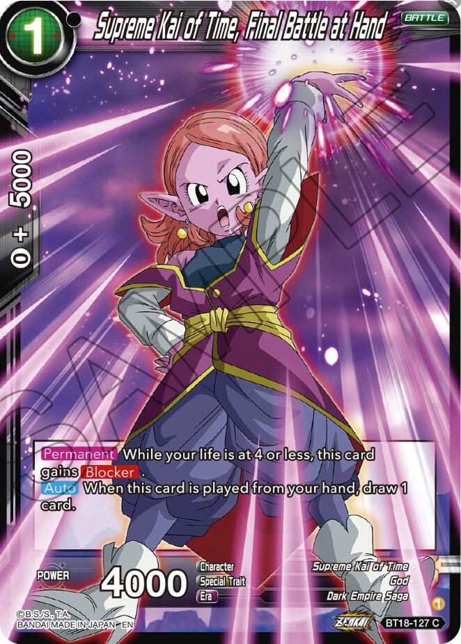 Supreme Kai of Time Final Battle at Hand Foil BT18-127 Dawn of the Z-Legends Dragonball Super card