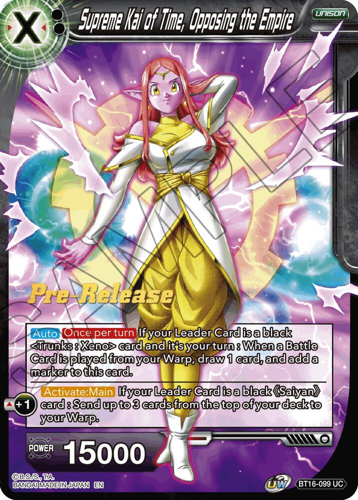 Supreme Kai of Time Opposing the Empire BT16-099 Realm of the Gods Pre-Release Cards Dragonball Super card