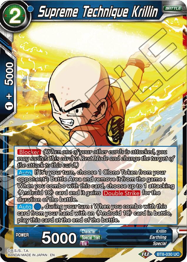 Supreme Technique Krillin Foil BT8-030 Malicious Machinations Dragonball Super card