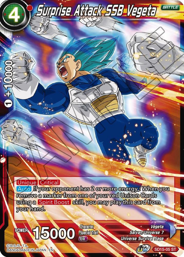 Surprise Attack SSB Vegeta SD15-05 Cross Spirits Dragonball Super card