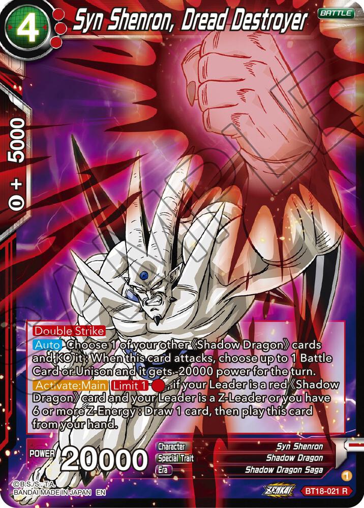 Syn Shenron Dread Destroyer BT18-021 Dawn of the Z-Legends Dragonball Super card