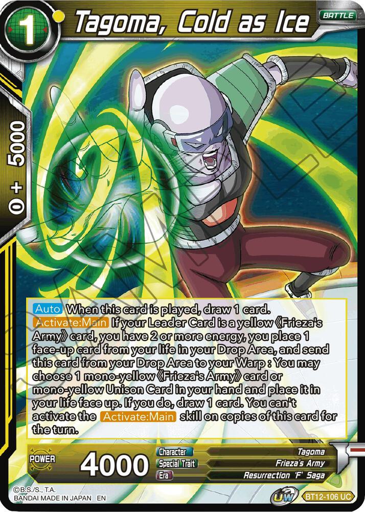 Tagoma Cold as Ice BT12-106 Vicious Rejuvenation Dragonball Super card