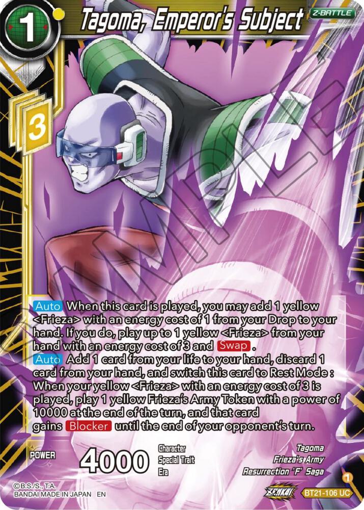 Tagoma Emperors Subject Foil BT21-106 Wild Resurgence Dragonball Super card