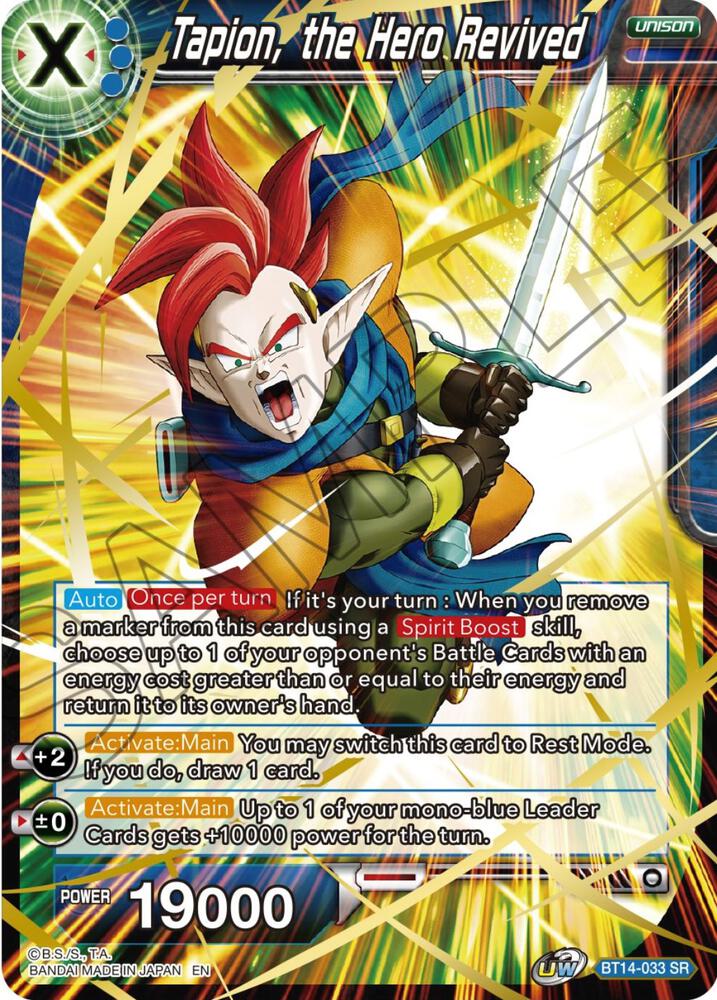 Tapion the Hero Revived BT14-033 Cross Spirits Dragonball Super card