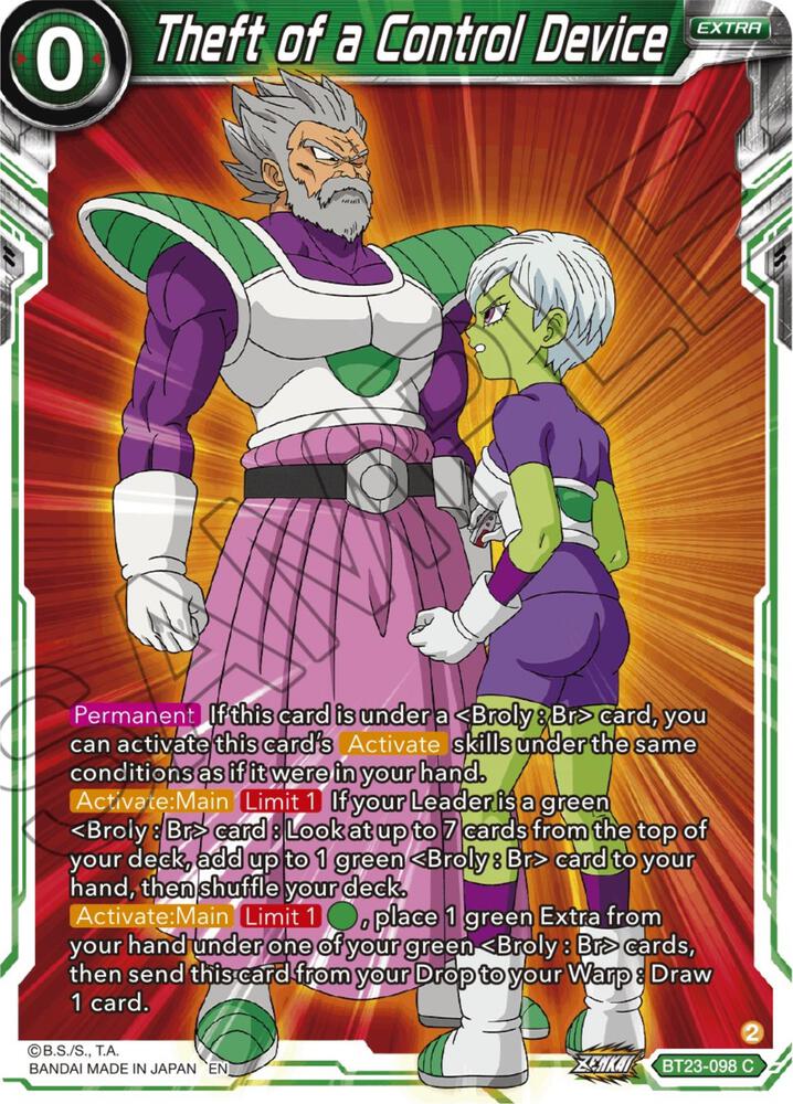 Theft of a Control Device Foil BT23-098 Perfect Combination Dragonball Super card