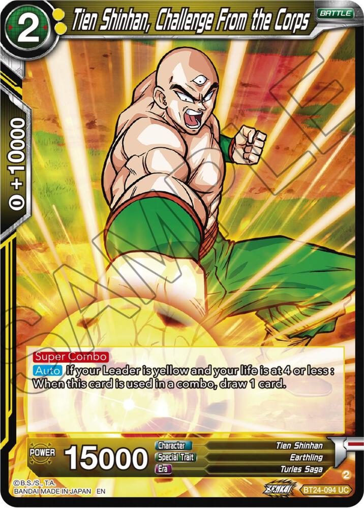 Tien Shinhan Challenge From the Corps Foil BT24-094 Beyond Generations Dragonball Super card