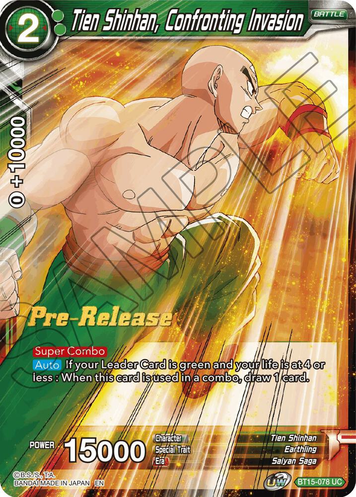 Tien Shinhan Confronting Invasion BT15-078 Saiyan Showdown Pre-Release Cards Dragonball Super card