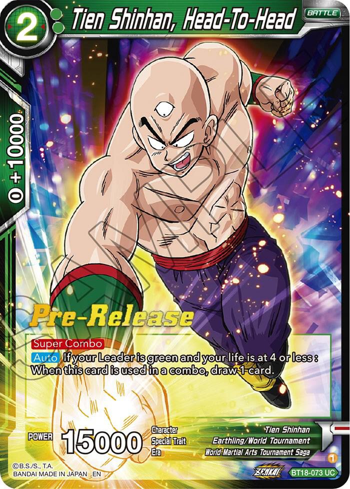 Tien Shinhan Head To Head BT18-073 Dawn of the Z-Legends Pre-Release Cards Dragonball Super card