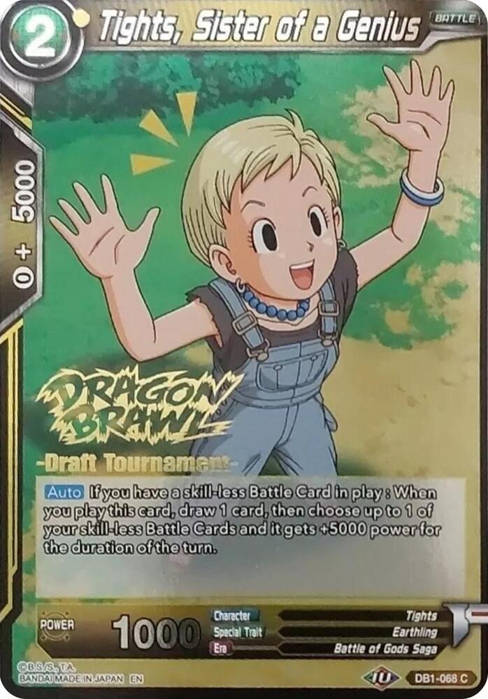 Tights Sister of a Genius Dragon Brawl Draft Tournament Gold Stamped Foil DB1-068 Promotion Cards Dragonball Super card