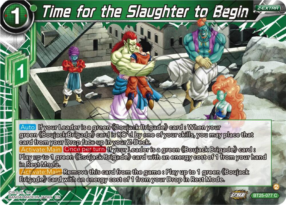 Time for the Slaughter to Begin BT25-077 Legend of the Dragon Balls Dragonball Super card