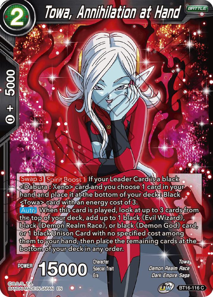 Towa Annihilation at Hand Foil BT16-116 Realm of the Gods Dragonball Super card