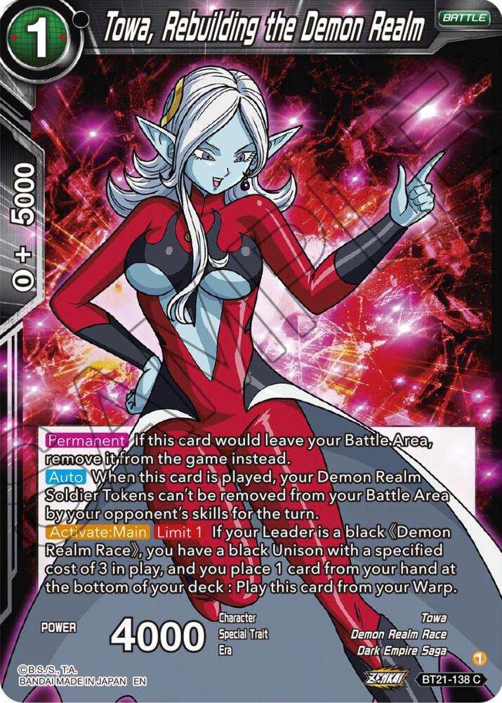 Towa Rebuilding the Demon Realm Foil BT21-138 Wild Resurgence Dragonball Super card