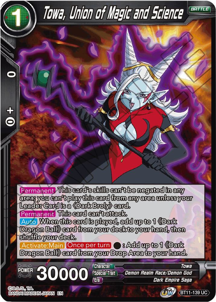 Towa Union of Magic and Science Foil BT11-139 Vermilion Bloodline Dragonball Super card